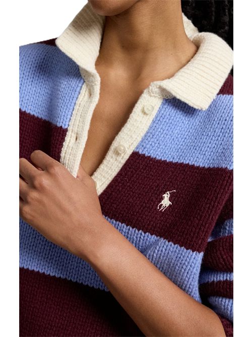 striped rugby polo sweater Polo Ralph Lauren | 211-B17752-001HARVARDWNE/NWLITCHBLUE